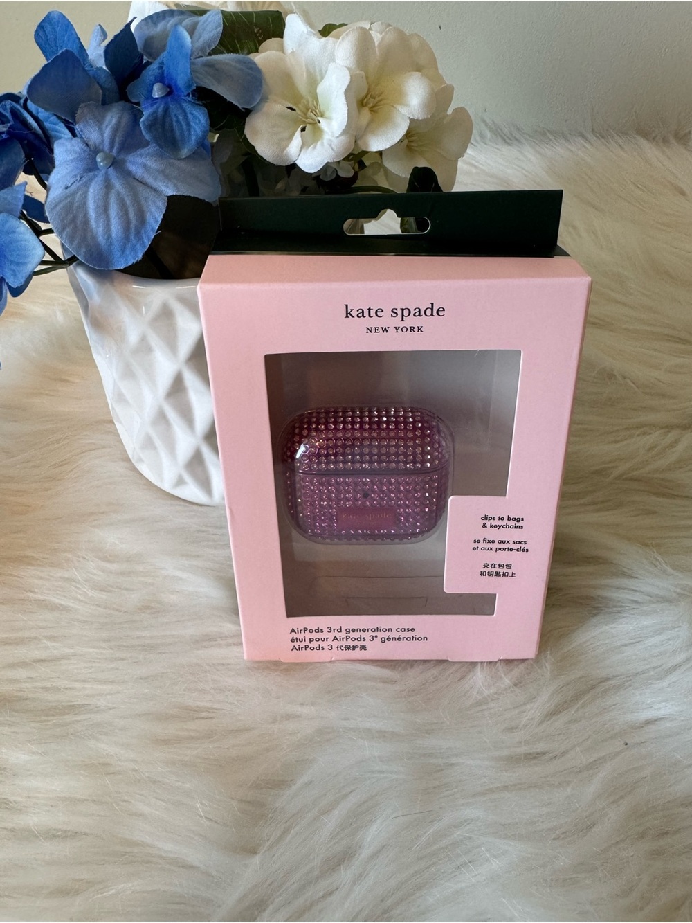 kate spade Pink Rhinestone AirPods 3rd Gen Case in Blush Box
